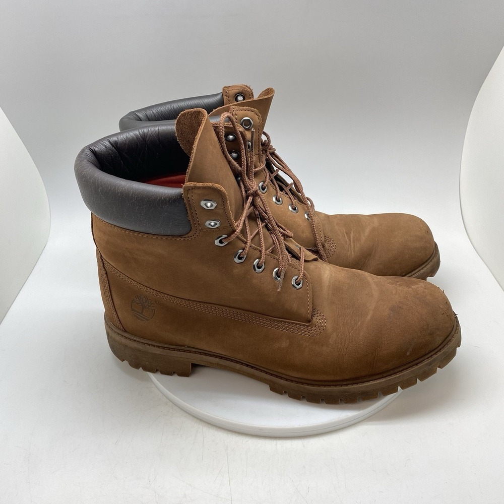 Timberland Boots Mens 13 M Premium 6" Brown Nubuck Waterproof A1M7D Leather Work